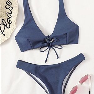 NEW Shein blue lace-up bikini
